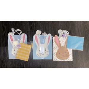 3x 2 Pk Medium Happy Easter Gift Bag - Bunny Rabbit withTissue Paper 10"x 8”